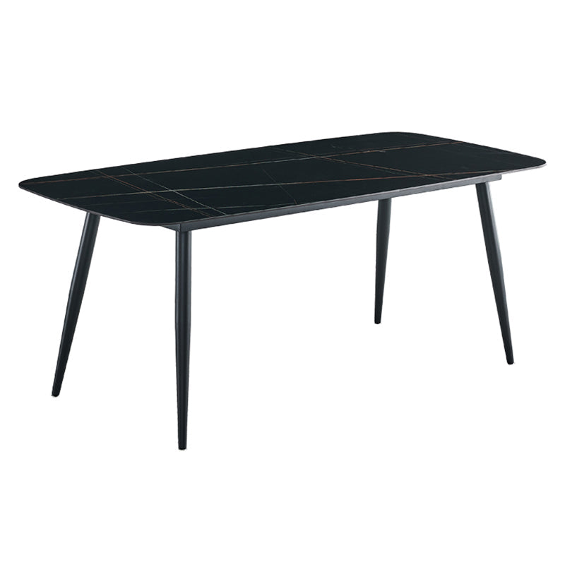 Contemporary Dining Table Sintered Stone Dining Table with 4 Metal Legs Black Clearhalo ' dining_table' 'Dining Tables & Seating' 'Dining Tables' 'Furniture' 'furniture_dining_table' 'Kitchen & Dining Furniture' 'kitchen&dining_furn' 'kitchen' 'kitchen_dining_table' 3578039