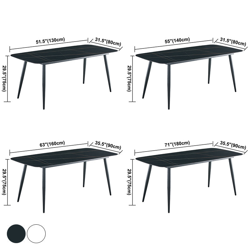 Contemporary Dining Table Sintered Stone Dining Table with 4 Metal Legs Clearhalo ' dining_table' 'Dining Tables & Seating' 'Dining Tables' 'Furniture' 'furniture_dining_table' 'Kitchen & Dining Furniture' 'kitchen&dining_furn' 'kitchen' 'kitchen_dining_table' 3578042