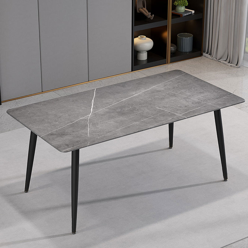 Contemporary Rectangle Shape Sintered Stone Dining Table Kitchen Dining Table with 4 Legs Base Gray Clearhalo ' dining_table' 'Dining Tables & Seating' 'Dining Tables' 'Furniture' 'furniture_dining_table' 'Kitchen & Dining Furniture' 'kitchen&dining_furn' 'kitchen' 'kitchen_dining_table' 3578045