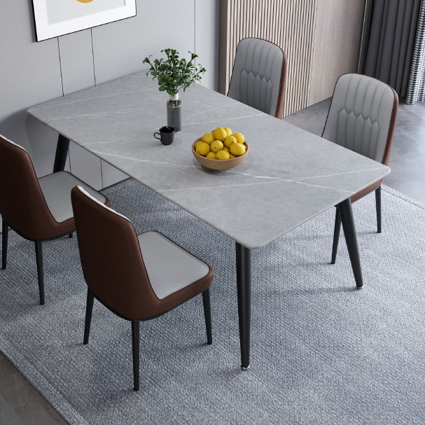 Contemporary Rectangle Shape Sintered Stone Dining Table Kitchen Dining Table with 4 Legs Base Clearhalo ' dining_table' 'Dining Tables & Seating' 'Dining Tables' 'Furniture' 'furniture_dining_table' 'Kitchen & Dining Furniture' 'kitchen&dining_furn' 'kitchen' 'kitchen_dining_table' 3578047