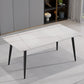 Contemporary Rectangle Shape Sintered Stone Dining Table Kitchen Dining Table with 4 Legs Base White Gold Clearhalo ' dining_table' 'Dining Tables & Seating' 'Dining Tables' 'Furniture' 'furniture_dining_table' 'Kitchen & Dining Furniture' 'kitchen&dining_furn' 'kitchen' 'kitchen_dining_table' 3578048