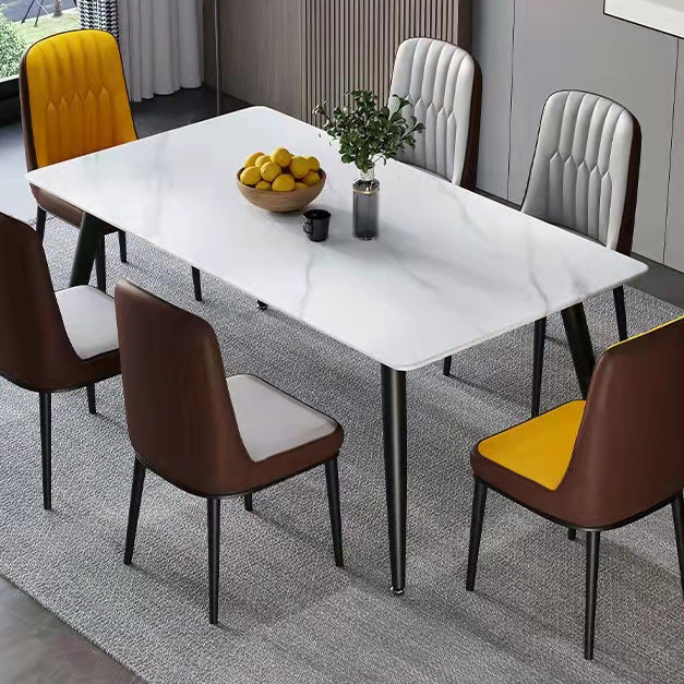 Contemporary Rectangle Shape Sintered Stone Dining Table Kitchen Dining Table with 4 Legs Base Clearhalo ' dining_table' 'Dining Tables & Seating' 'Dining Tables' 'Furniture' 'furniture_dining_table' 'Kitchen & Dining Furniture' 'kitchen&dining_furn' 'kitchen' 'kitchen_dining_table' 3578049