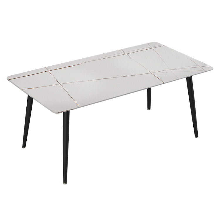 Contemporary Rectangle Shape Sintered Stone Dining Table Kitchen Dining Table with 4 Legs Base Clearhalo ' dining_table' 'Dining Tables & Seating' 'Dining Tables' 'Furniture' 'furniture_dining_table' 'Kitchen & Dining Furniture' 'kitchen&dining_furn' 'kitchen' 'kitchen_dining_table' 3578051