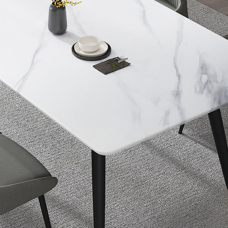 Contemporary Rectangle Shape Sintered Stone Dining Table Kitchen Dining Table with 4 Legs Base Clearhalo ' dining_table' 'Dining Tables & Seating' 'Dining Tables' 'Furniture' 'furniture_dining_table' 'Kitchen & Dining Furniture' 'kitchen&dining_furn' 'kitchen' 'kitchen_dining_table' 3578053