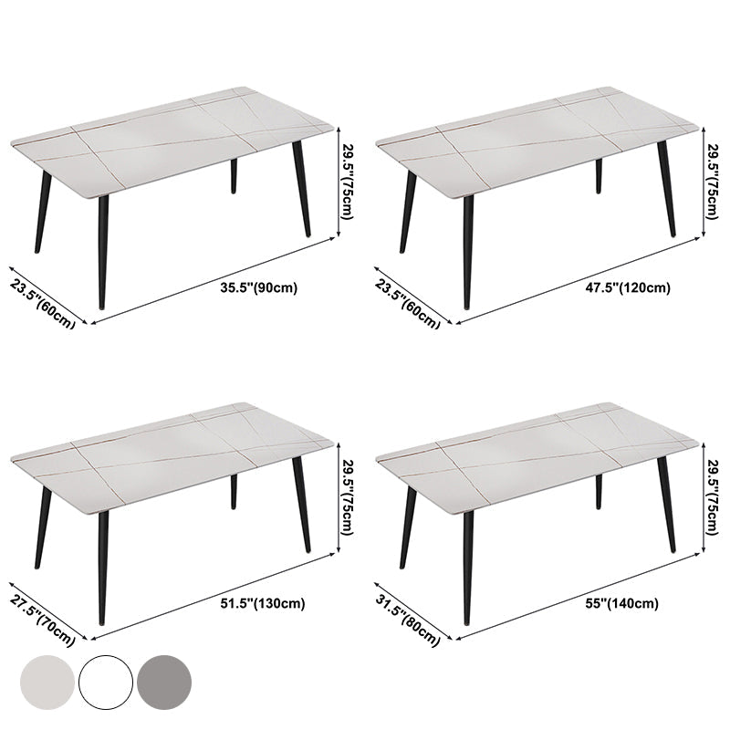 Contemporary Rectangle Shape Sintered Stone Dining Table Kitchen Dining Table with 4 Legs Base Clearhalo ' dining_table' 'Dining Tables & Seating' 'Dining Tables' 'Furniture' 'furniture_dining_table' 'Kitchen & Dining Furniture' 'kitchen&dining_furn' 'kitchen' 'kitchen_dining_table' 3578054
