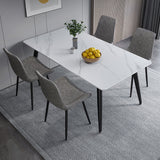 Contemporary Rectangle Shape Sintered Stone Dining Table Kitchen Dining Table with 4 Legs Base Clearhalo ' dining_table' 'Dining Tables & Seating' 'Dining Tables' 'Furniture' 'furniture_dining_table' 'Kitchen & Dining Furniture' 'kitchen&dining_furn' 'kitchen' 'kitchen_dining_table' 3578056
