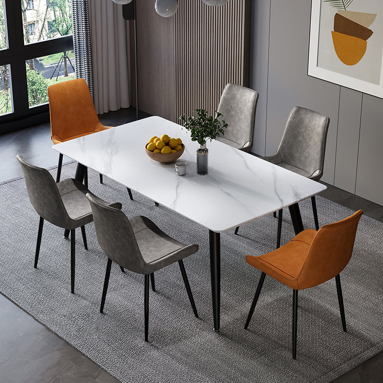 Contemporary Rectangle Shape Sintered Stone Dining Table Kitchen Dining Table with 4 Legs Base Clearhalo ' dining_table' 'Dining Tables & Seating' 'Dining Tables' 'Furniture' 'furniture_dining_table' 'Kitchen & Dining Furniture' 'kitchen&dining_furn' 'kitchen' 'kitchen_dining_table' 3578057