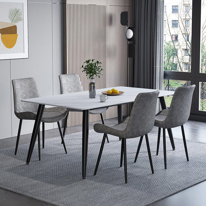 Contemporary Rectangle Shape Sintered Stone Dining Table Kitchen Dining Table with 4 Legs Base Clearhalo ' dining_table' 'Dining Tables & Seating' 'Dining Tables' 'Furniture' 'furniture_dining_table' 'Kitchen & Dining Furniture' 'kitchen&dining_furn' 'kitchen' 'kitchen_dining_table' 3578058