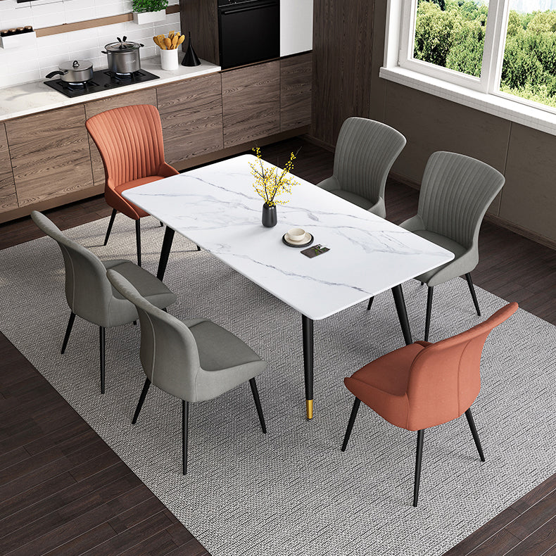 Contemporary Rectangle Shape Sintered Stone Dining Table Kitchen Dining Table with 4 Legs Base Clearhalo ' dining_table' 'Dining Tables & Seating' 'Dining Tables' 'Furniture' 'furniture_dining_table' 'Kitchen & Dining Furniture' 'kitchen&dining_furn' 'kitchen' 'kitchen_dining_table' 3578059