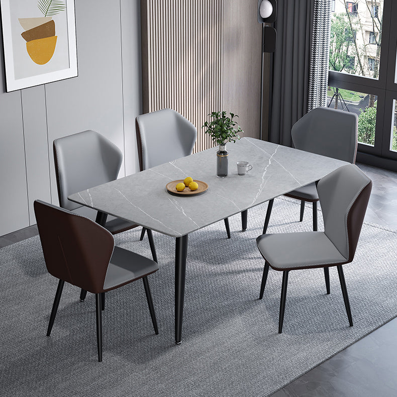 Contemporary Rectangle Shape Sintered Stone Dining Table Kitchen Dining Table with 4 Legs Base Clearhalo ' dining_table' 'Dining Tables & Seating' 'Dining Tables' 'Furniture' 'furniture_dining_table' 'Kitchen & Dining Furniture' 'kitchen&dining_furn' 'kitchen' 'kitchen_dining_table' 3578060