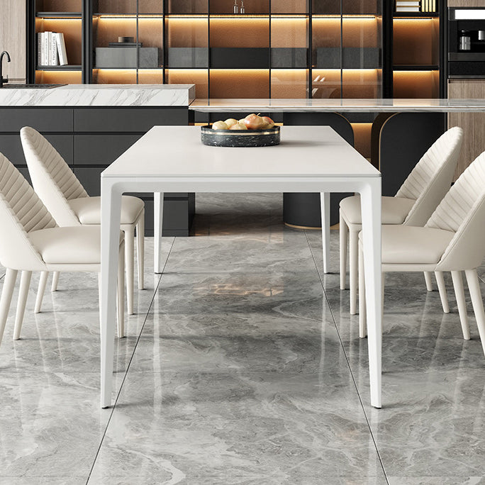 Metal Contemporary Rectangle Dining Table White Sintered Stone Table for Dining Room Clearhalo ' dining_table' 'Dining Tables & Seating' 'Dining Tables' 'Furniture' 'furniture_dining_table' 'Kitchen & Dining Furniture' 'kitchen&dining_furn' 'kitchen' 'kitchen_dining_table' 3578061