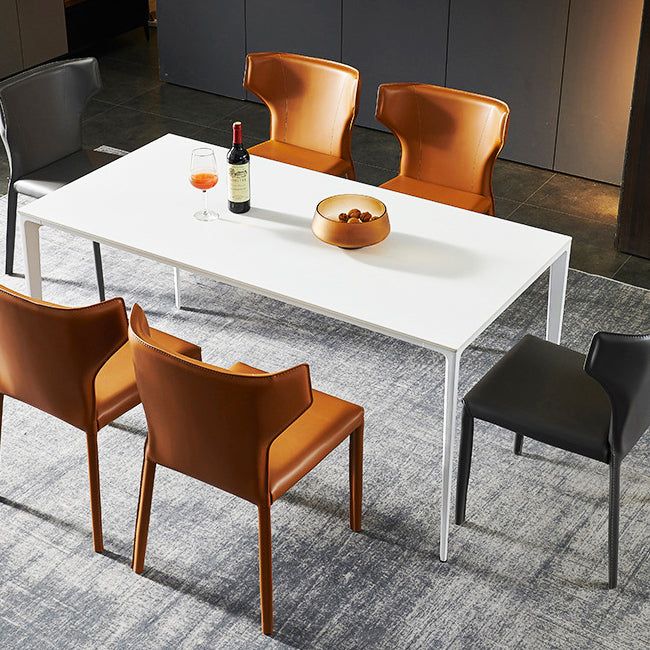 Metal Contemporary Rectangle Dining Table White Sintered Stone Table for Dining Room Clearhalo ' dining_table' 'Dining Tables & Seating' 'Dining Tables' 'Furniture' 'furniture_dining_table' 'Kitchen & Dining Furniture' 'kitchen&dining_furn' 'kitchen' 'kitchen_dining_table' 3578063