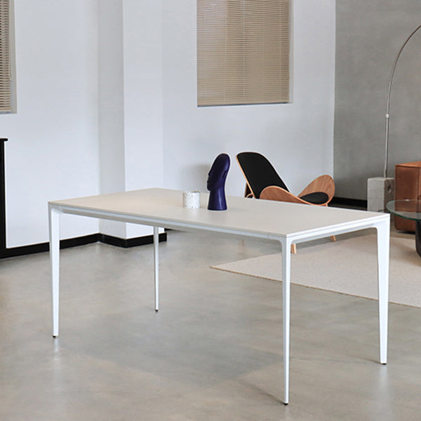 Metal Contemporary Rectangle Dining Table White Sintered Stone Table for Dining Room Clearhalo ' dining_table' 'Dining Tables & Seating' 'Dining Tables' 'Furniture' 'furniture_dining_table' 'Kitchen & Dining Furniture' 'kitchen&dining_furn' 'kitchen' 'kitchen_dining_table' 3578073