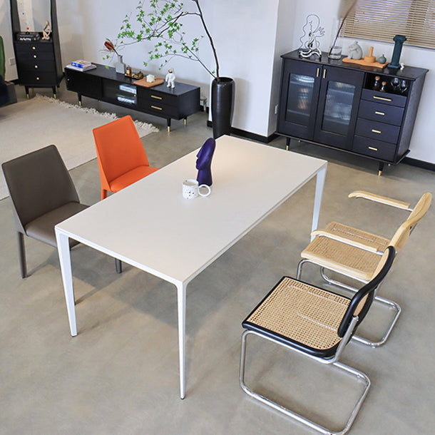 Metal Contemporary Rectangle Dining Table White Sintered Stone Table for Dining Room Clearhalo ' dining_table' 'Dining Tables & Seating' 'Dining Tables' 'Furniture' 'furniture_dining_table' 'Kitchen & Dining Furniture' 'kitchen&dining_furn' 'kitchen' 'kitchen_dining_table' 3578074