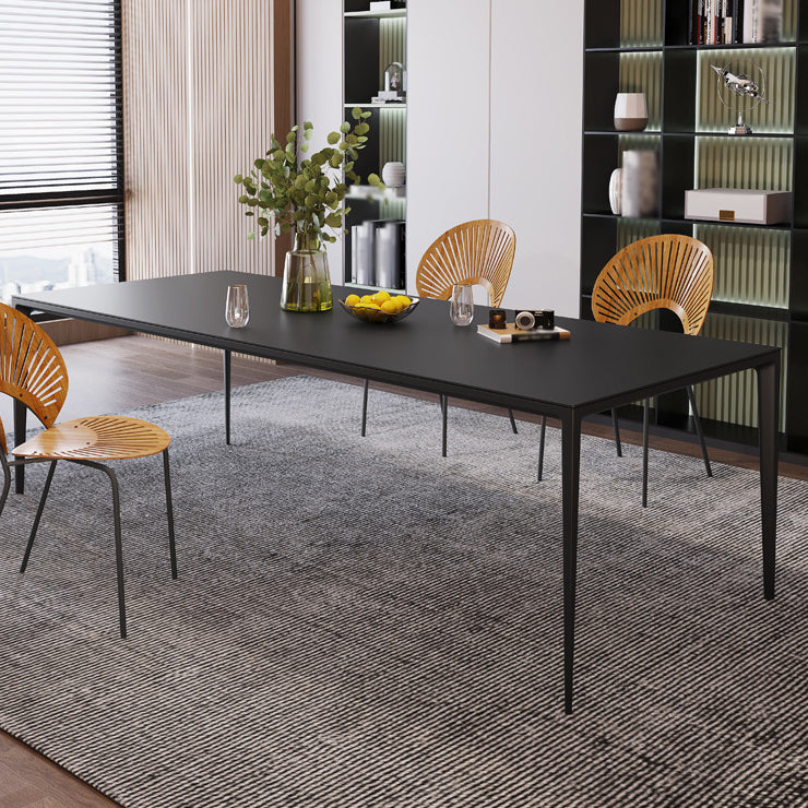 Rectangular Modern Sintered Stone Dining Table Dining Furniture with Metallic Base Clearhalo ' dining_table' 'Dining Tables & Seating' 'Dining Tables' 'Furniture' 'furniture_dining_table' 'Kitchen & Dining Furniture' 'kitchen&dining_furn' 'kitchen' 'kitchen_dining_table' 3578076