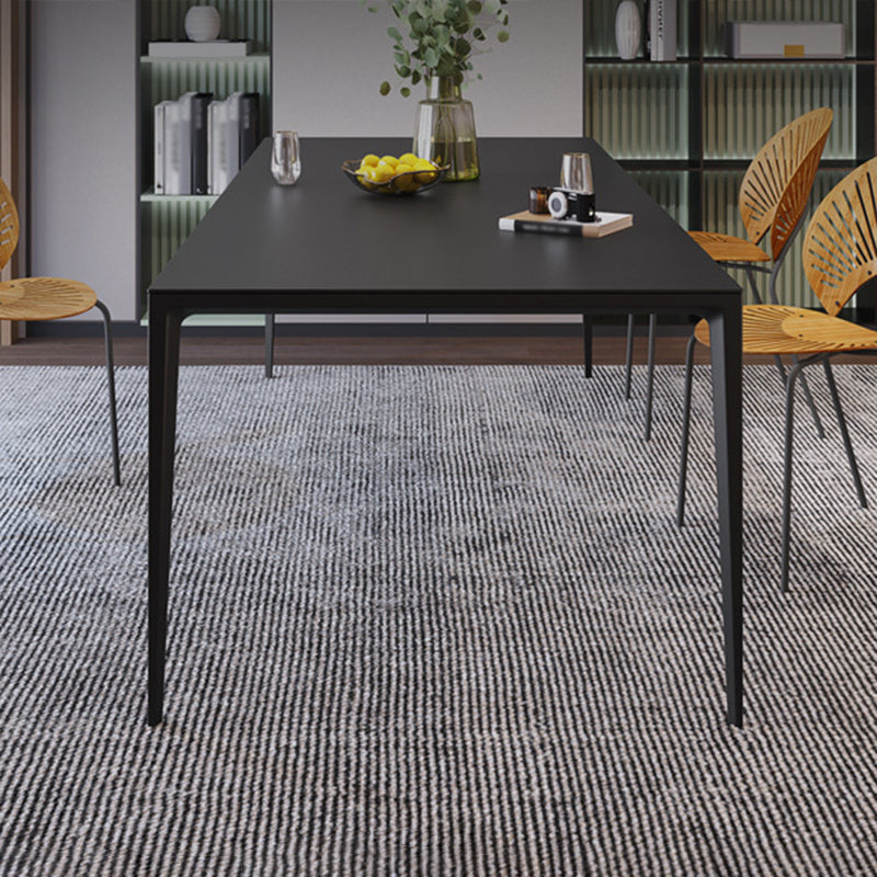 Rectangular Modern Sintered Stone Dining Table Dining Furniture with Metallic Base Clearhalo ' dining_table' 'Dining Tables & Seating' 'Dining Tables' 'Furniture' 'furniture_dining_table' 'Kitchen & Dining Furniture' 'kitchen&dining_furn' 'kitchen' 'kitchen_dining_table' 3578078