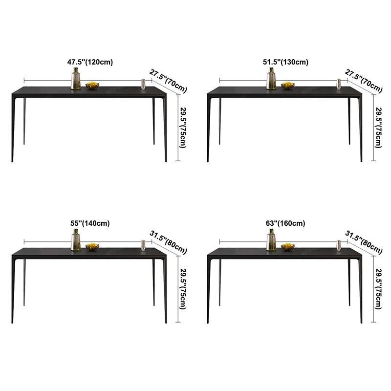 Rectangular Modern Sintered Stone Dining Table Dining Furniture with Metallic Base Clearhalo ' dining_table' 'Dining Tables & Seating' 'Dining Tables' 'Furniture' 'furniture_dining_table' 'Kitchen & Dining Furniture' 'kitchen&dining_furn' 'kitchen' 'kitchen_dining_table' 3578083