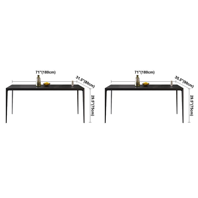 Rectangular Modern Sintered Stone Dining Table Dining Furniture with Metallic Base Clearhalo ' dining_table' 'Dining Tables & Seating' 'Dining Tables' 'Furniture' 'furniture_dining_table' 'Kitchen & Dining Furniture' 'kitchen&dining_furn' 'kitchen' 'kitchen_dining_table' 3578084