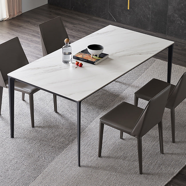 Modern Style Sintered Stone Dining Table White Rectangle Table with 4 Legs for Kitchen Clearhalo ' dining_table' 'Dining Tables & Seating' 'Dining Tables' 'Furniture' 'furniture_dining_table' 'Kitchen & Dining Furniture' 'kitchen&dining_furn' 'kitchen' 'kitchen_dining_table' 3578086