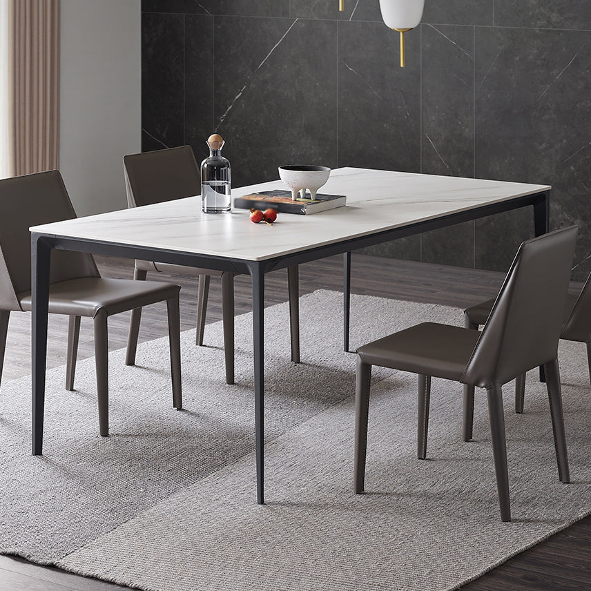 Modern Style Sintered Stone Dining Table White Rectangle Table with 4 Legs for Kitchen Clearhalo ' dining_table' 'Dining Tables & Seating' 'Dining Tables' 'Furniture' 'furniture_dining_table' 'Kitchen & Dining Furniture' 'kitchen&dining_furn' 'kitchen' 'kitchen_dining_table' 3578088