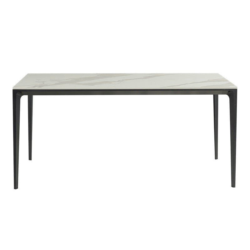 Modern Style Sintered Stone Dining Table White Rectangle Table with 4 Legs for Kitchen 63"L x 31.5"W x 29.5"H Clearhalo ' dining_table' 'Dining Tables & Seating' 'Dining Tables' 'Furniture' 'furniture_dining_table' 'Kitchen & Dining Furniture' 'kitchen&dining_furn' 'kitchen' 'kitchen_dining_table' 3578089
