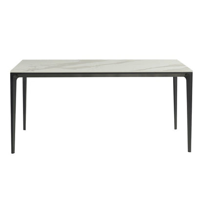 Modern Style Sintered Stone Dining Table White Rectangle Table with 4 Legs for Kitchen 63"L x 31.5"W x 29.5"H Clearhalo ' dining_table' 'Dining Tables & Seating' 'Dining Tables' 'Furniture' 'furniture_dining_table' 'Kitchen & Dining Furniture' 'kitchen&dining_furn' 'kitchen' 'kitchen_dining_table' 3578089