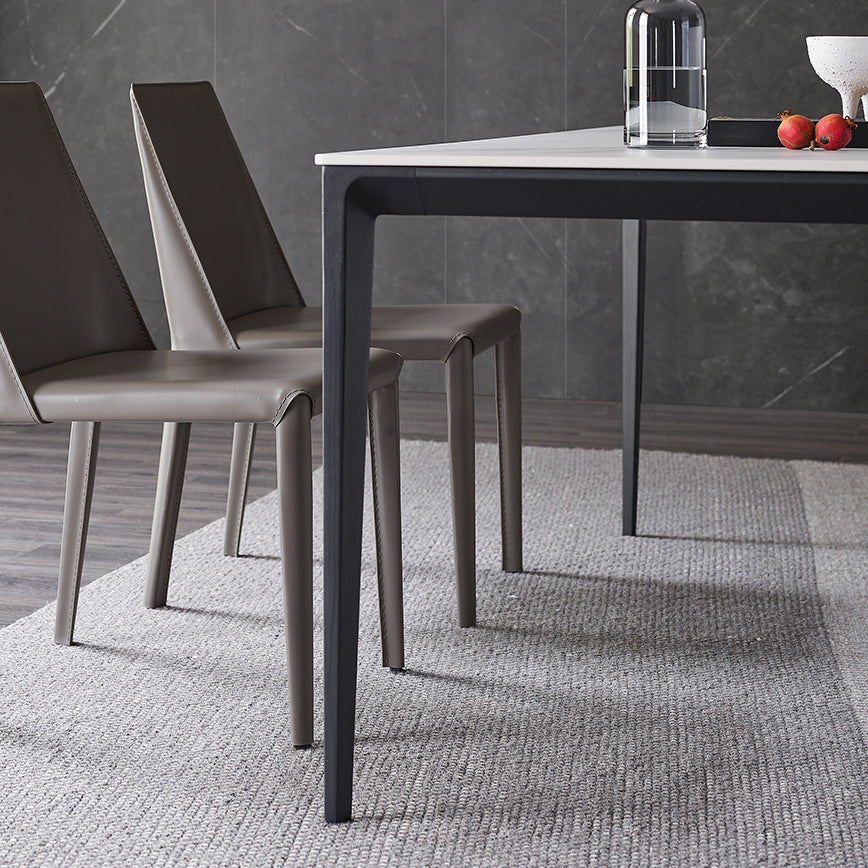 Modern Style Sintered Stone Dining Table White Rectangle Table with 4 Legs for Kitchen Clearhalo ' dining_table' 'Dining Tables & Seating' 'Dining Tables' 'Furniture' 'furniture_dining_table' 'Kitchen & Dining Furniture' 'kitchen&dining_furn' 'kitchen' 'kitchen_dining_table' 3578090