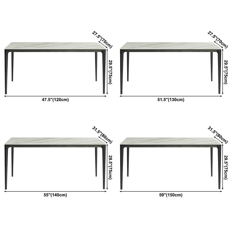 Modern Style Sintered Stone Dining Table White Rectangle Table with 4 Legs for Kitchen Clearhalo ' dining_table' 'Dining Tables & Seating' 'Dining Tables' 'Furniture' 'furniture_dining_table' 'Kitchen & Dining Furniture' 'kitchen&dining_furn' 'kitchen' 'kitchen_dining_table' 3578094