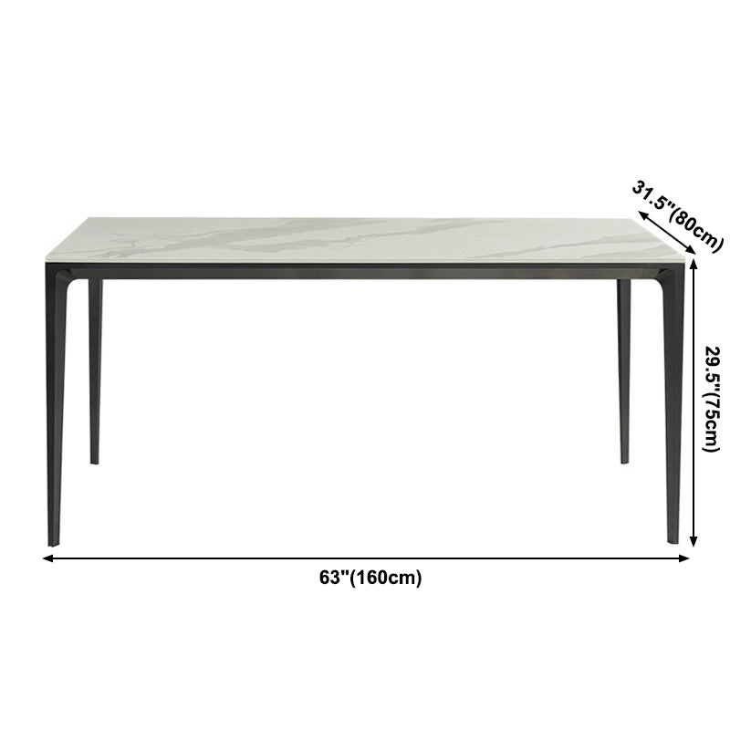 Modern Style Sintered Stone Dining Table White Rectangle Table with 4 Legs for Kitchen Clearhalo ' dining_table' 'Dining Tables & Seating' 'Dining Tables' 'Furniture' 'furniture_dining_table' 'Kitchen & Dining Furniture' 'kitchen&dining_furn' 'kitchen' 'kitchen_dining_table' 3578095