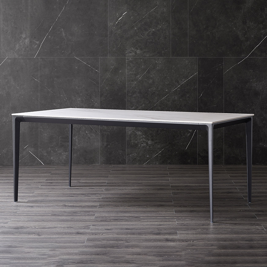 Modern Style Sintered Stone Dining Table White Rectangle Table with 4 Legs for Kitchen Clearhalo ' dining_table' 'Dining Tables & Seating' 'Dining Tables' 'Furniture' 'furniture_dining_table' 'Kitchen & Dining Furniture' 'kitchen&dining_furn' 'kitchen' 'kitchen_dining_table' 3578096