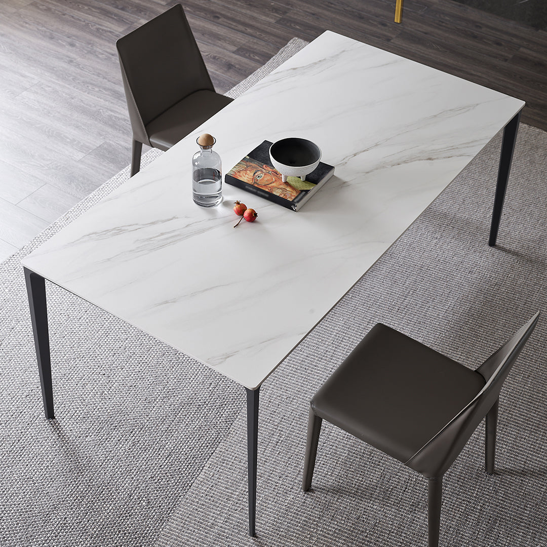 Modern Style Sintered Stone Dining Table White Rectangle Table with 4 Legs for Kitchen Clearhalo ' dining_table' 'Dining Tables & Seating' 'Dining Tables' 'Furniture' 'furniture_dining_table' 'Kitchen & Dining Furniture' 'kitchen&dining_furn' 'kitchen' 'kitchen_dining_table' 3578098