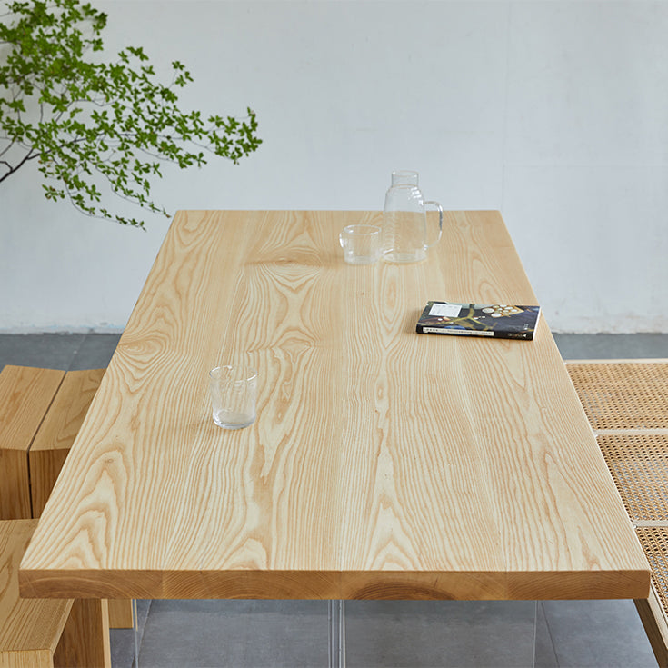 Acrylic Double Pedestal Table Solid Wood Dining Table Rectangle for Home Clearhalo ' dining_table' 'Dining Tables & Seating' 'Dining Tables' 'Furniture' 'furniture_dining_table' 'Kitchen & Dining Furniture' 'kitchen&dining_furn' 'kitchen' 'kitchen_dining_table' 3578134