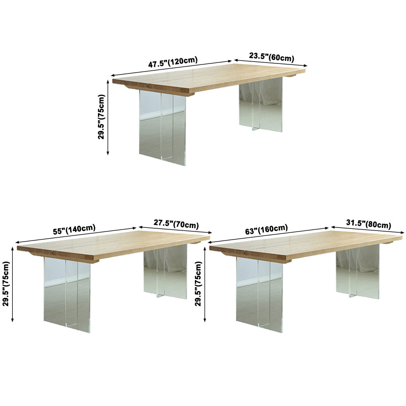 Acrylic Double Pedestal Table Solid Wood Dining Table Rectangle for Home Clearhalo ' dining_table' 'Dining Tables & Seating' 'Dining Tables' 'Furniture' 'furniture_dining_table' 'Kitchen & Dining Furniture' 'kitchen&dining_furn' 'kitchen' 'kitchen_dining_table' 3578136