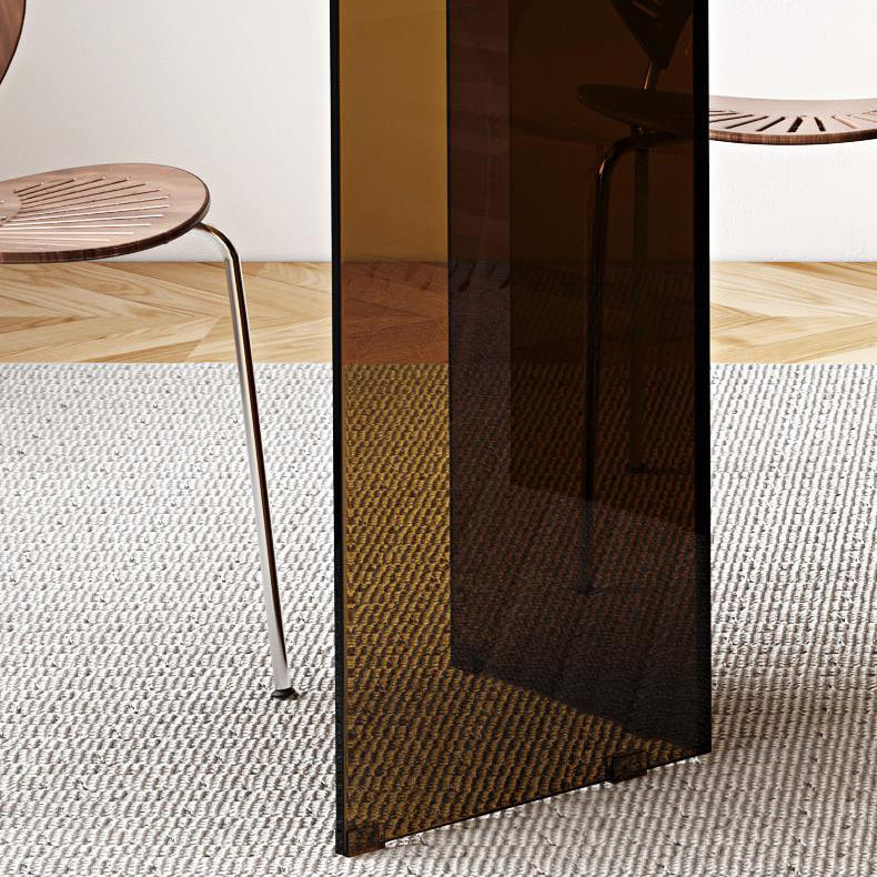 Contemporary Dining Table Tempered Glass Dining Table with Double Pedestal for Dining Clearhalo ' dining_table' 'Dining Tables & Seating' 'Dining Tables' 'Furniture' 'furniture_dining_table' 'Kitchen & Dining Furniture' 'kitchen&dining_furn' 'kitchen' 'kitchen_dining_table' 3578157