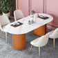 Oval Double Pedestal Dining Table Stone Furniture for Dining Room Home Clearhalo ' dining_table' 'Dining Tables & Seating' 'Dining Tables' 'Furniture' 'furniture_dining_table' 'Kitchen & Dining Furniture' 'kitchen&dining_furn' 'kitchen' 'kitchen_dining_table' 3578163