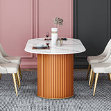 Oval Double Pedestal Dining Table Stone Furniture for Dining Room Home Clearhalo ' dining_table' 'Dining Tables & Seating' 'Dining Tables' 'Furniture' 'furniture_dining_table' 'Kitchen & Dining Furniture' 'kitchen&dining_furn' 'kitchen' 'kitchen_dining_table' 3578165