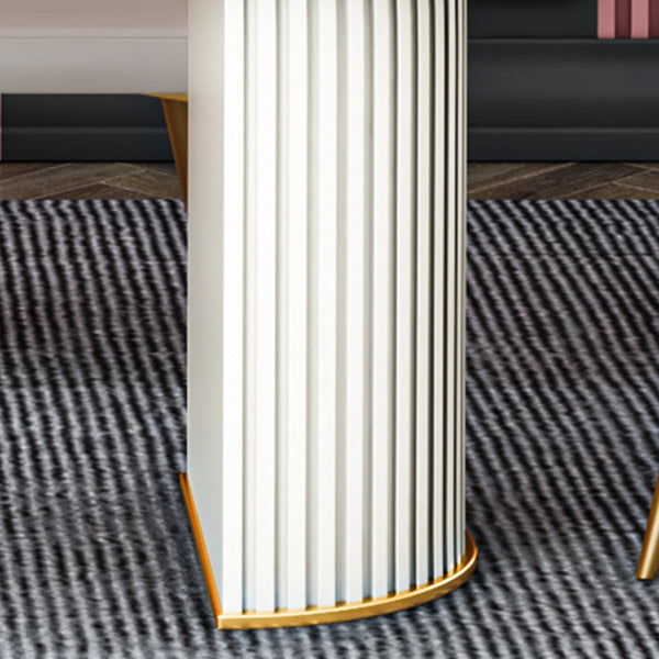 Oval Double Pedestal Dining Table Stone Furniture for Dining Room Home Clearhalo ' dining_table' 'Dining Tables & Seating' 'Dining Tables' 'Furniture' 'furniture_dining_table' 'Kitchen & Dining Furniture' 'kitchen&dining_furn' 'kitchen' 'kitchen_dining_table' 3578171