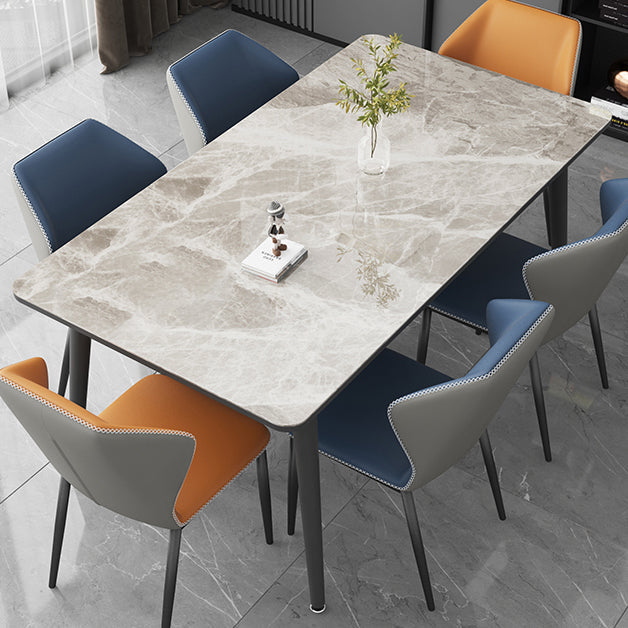 Sintered Stone Two-Color Dining Table Simplicity 4 Legs Table for Dining Room Clearhalo ' dining_table' 'Dining Tables & Seating' 'Dining Tables' 'Furniture' 'furniture_dining_table' 'Kitchen & Dining Furniture' 'kitchen&dining_furn' 'kitchen' 'kitchen_dining_table' 3578179