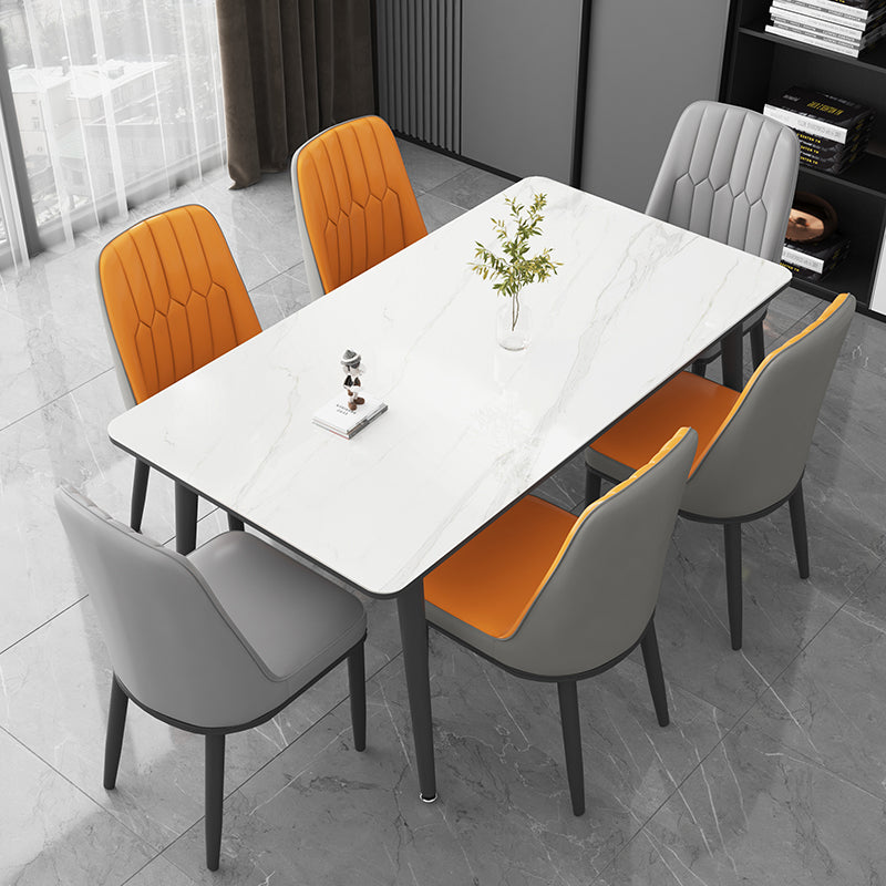 Sintered Stone Two-Color Dining Table Simplicity 4 Legs Table for Dining Room White Clearhalo ' dining_table' 'Dining Tables & Seating' 'Dining Tables' 'Furniture' 'furniture_dining_table' 'Kitchen & Dining Furniture' 'kitchen&dining_furn' 'kitchen' 'kitchen_dining_table' 3578181
