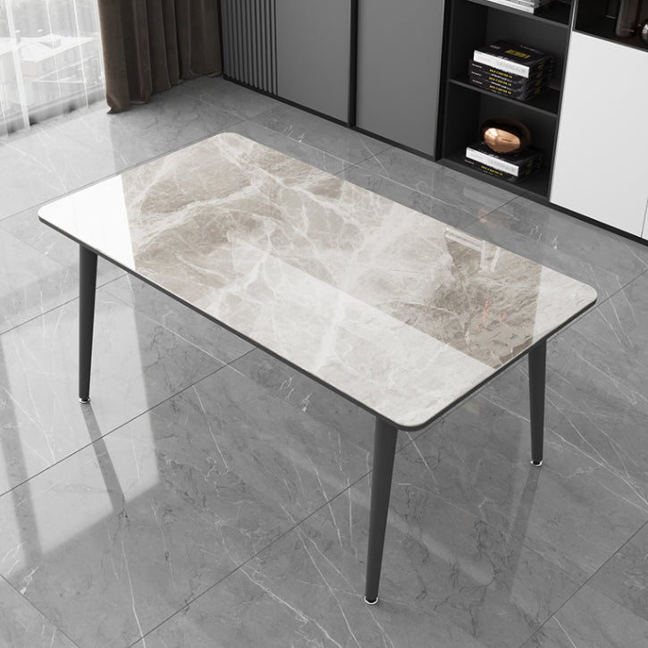 Sintered Stone Two-Color Dining Table Simplicity 4 Legs Table for Dining Room Gray Clearhalo ' dining_table' 'Dining Tables & Seating' 'Dining Tables' 'Furniture' 'furniture_dining_table' 'Kitchen & Dining Furniture' 'kitchen&dining_furn' 'kitchen' 'kitchen_dining_table' 3578182