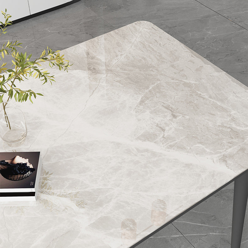 Sintered Stone Two-Color Dining Table Simplicity 4 Legs Table for Dining Room Clearhalo ' dining_table' 'Dining Tables & Seating' 'Dining Tables' 'Furniture' 'furniture_dining_table' 'Kitchen & Dining Furniture' 'kitchen&dining_furn' 'kitchen' 'kitchen_dining_table' 3578187