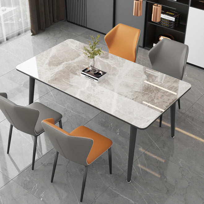Sintered Stone Two-Color Dining Table Simplicity 4 Legs Table for Dining Room Clearhalo ' dining_table' 'Dining Tables & Seating' 'Dining Tables' 'Furniture' 'furniture_dining_table' 'Kitchen & Dining Furniture' 'kitchen&dining_furn' 'kitchen' 'kitchen_dining_table' 3578190