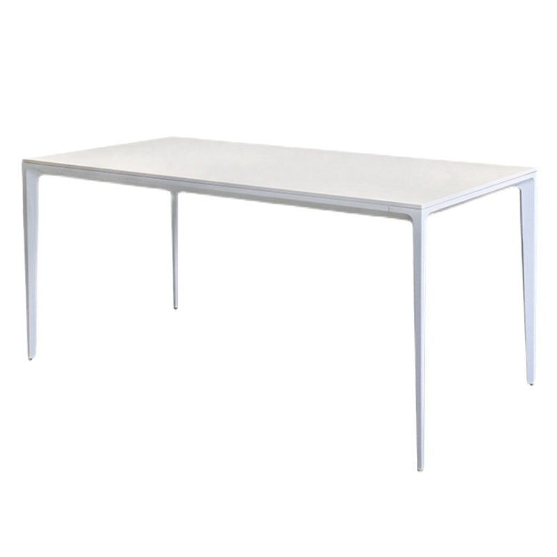 Rectangle Sintered Stone White Dining Table Simplicity 4 Legs Table for Dining Room 63"L x 31.5"W x 29.5"H Clearhalo ' dining_table' 'Dining Tables & Seating' 'Dining Tables' 'Furniture' 'furniture_dining_table' 'Kitchen & Dining Furniture' 'kitchen&dining_furn' 'kitchen' 'kitchen_dining_table' 3578195