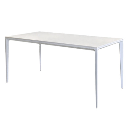 Rectangle Sintered Stone White Dining Table Simplicity 4 Legs Table for Dining Room 63"L x 31.5"W x 29.5"H Clearhalo ' dining_table' 'Dining Tables & Seating' 'Dining Tables' 'Furniture' 'furniture_dining_table' 'Kitchen & Dining Furniture' 'kitchen&dining_furn' 'kitchen' 'kitchen_dining_table' 3578195