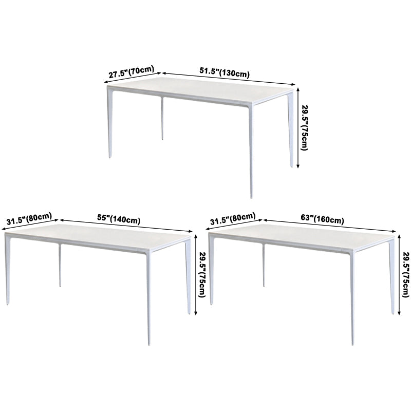 Rectangle Sintered Stone White Dining Table Simplicity 4 Legs Table for Dining Room Clearhalo ' dining_table' 'Dining Tables & Seating' 'Dining Tables' 'Furniture' 'furniture_dining_table' 'Kitchen & Dining Furniture' 'kitchen&dining_furn' 'kitchen' 'kitchen_dining_table' 3578196