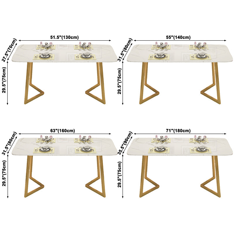 Minimalist White Sintered Stone Dining Table Rectangle Standard Dining Table with Double Pedestal Clearhalo ' dining_table' 'Dining Tables & Seating' 'Dining Tables' 'Furniture' 'furniture_dining_table' 'Kitchen & Dining Furniture' 'kitchen&dining_furn' 'kitchen' 'kitchen_dining_table' 3578205