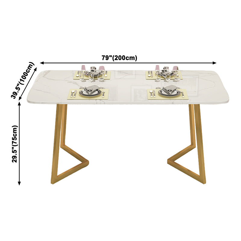 Minimalist White Sintered Stone Dining Table Rectangle Standard Dining Table with Double Pedestal Clearhalo ' dining_table' 'Dining Tables & Seating' 'Dining Tables' 'Furniture' 'furniture_dining_table' 'Kitchen & Dining Furniture' 'kitchen&dining_furn' 'kitchen' 'kitchen_dining_table' 3578206
