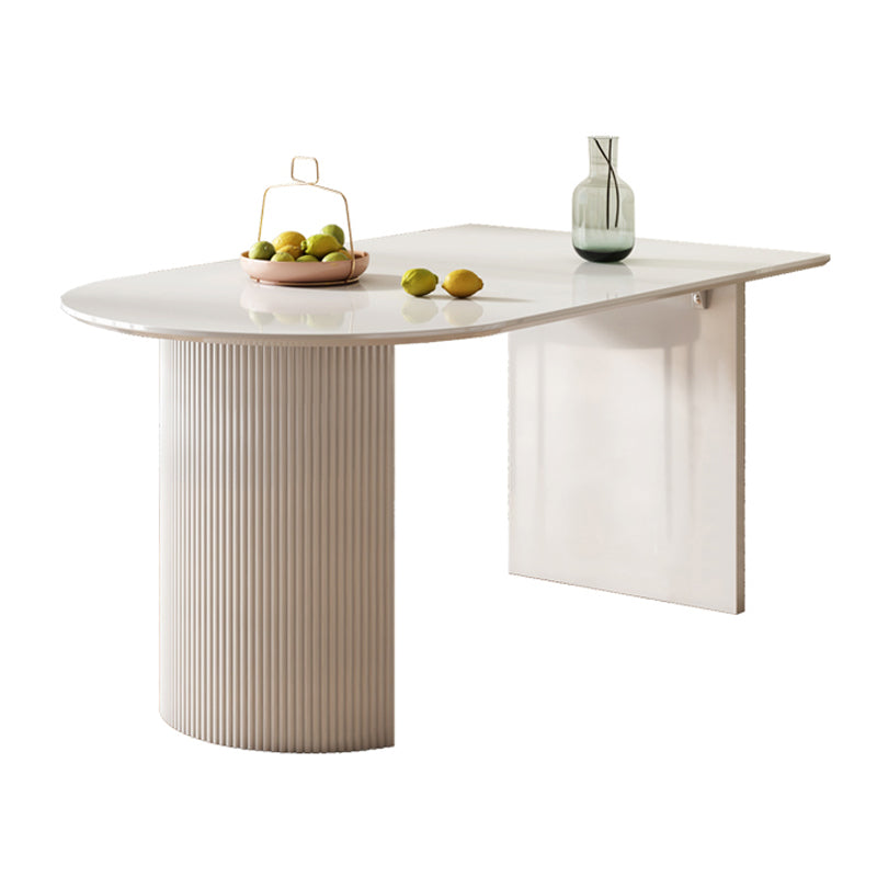 Metal Contemporary Free Form Dining Table White Sintered Stone Table for Dining Room and Kitchen White Clearhalo ' dining_table' 'Dining Tables & Seating' 'Dining Tables' 'Furniture' 'furniture_dining_table' 'Kitchen & Dining Furniture' 'kitchen&dining_furn' 'kitchen' 'kitchen_dining_table' 3578208