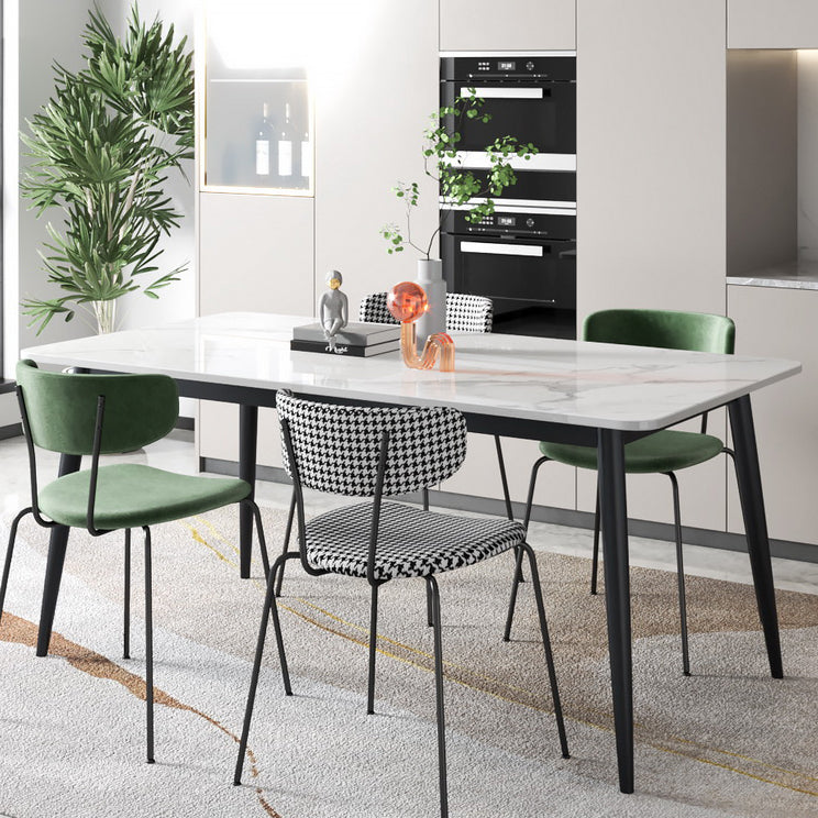 Contemporary White Standard Dining Table Sintered Stone Rectangle Dining Table with 4 Legs Base Clearhalo ' dining_table' 'Dining Tables & Seating' 'Dining Tables' 'Furniture' 'furniture_dining_table' 'Kitchen & Dining Furniture' 'kitchen&dining_furn' 'kitchen' 'kitchen_dining_table' 3578223