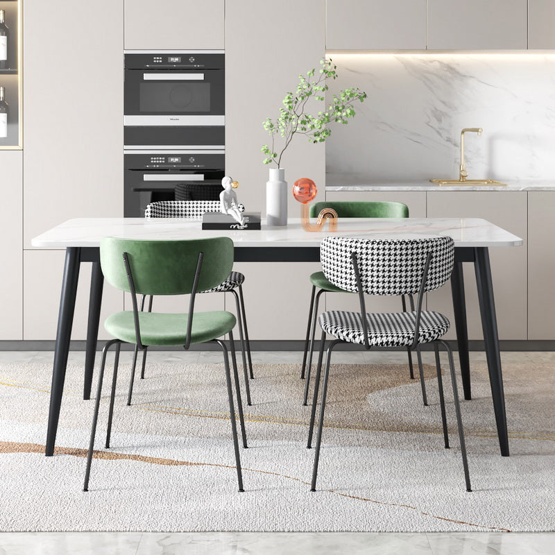 Contemporary White Standard Dining Table Sintered Stone Rectangle Dining Table with 4 Legs Base Clearhalo ' dining_table' 'Dining Tables & Seating' 'Dining Tables' 'Furniture' 'furniture_dining_table' 'Kitchen & Dining Furniture' 'kitchen&dining_furn' 'kitchen' 'kitchen_dining_table' 3578227